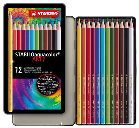 stabiloaquacolor metal box of 36 colours aquarellable coloured pencil|stabilo aquacolor.